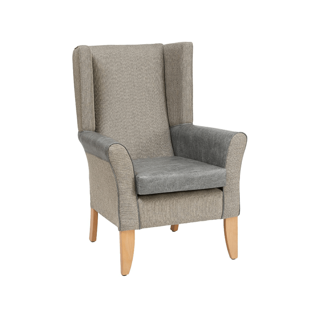 Cambourne High Back Chair With Wings - oak stock