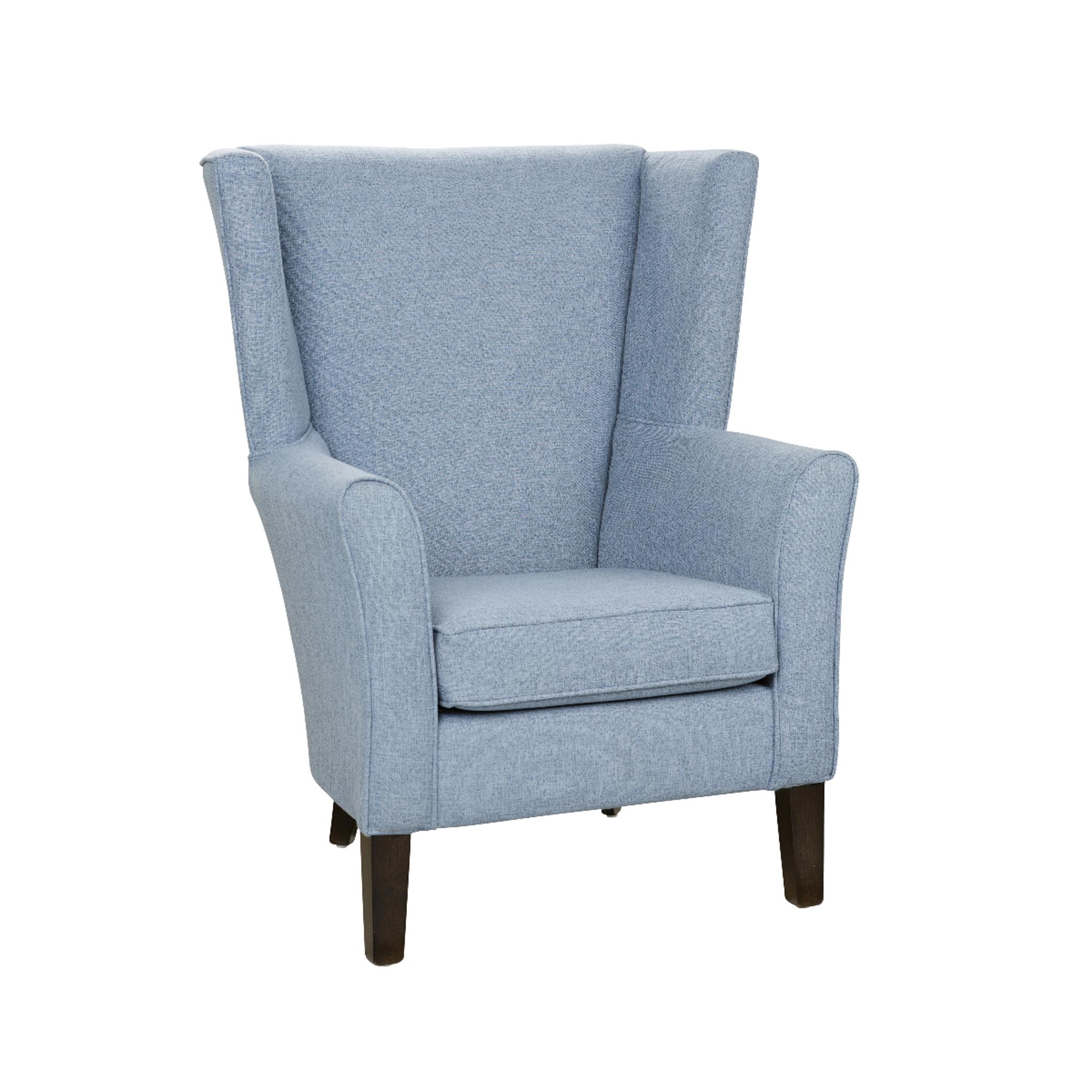 Torino Wingback Chair in Wenge, Harvard Wedgewood Blue