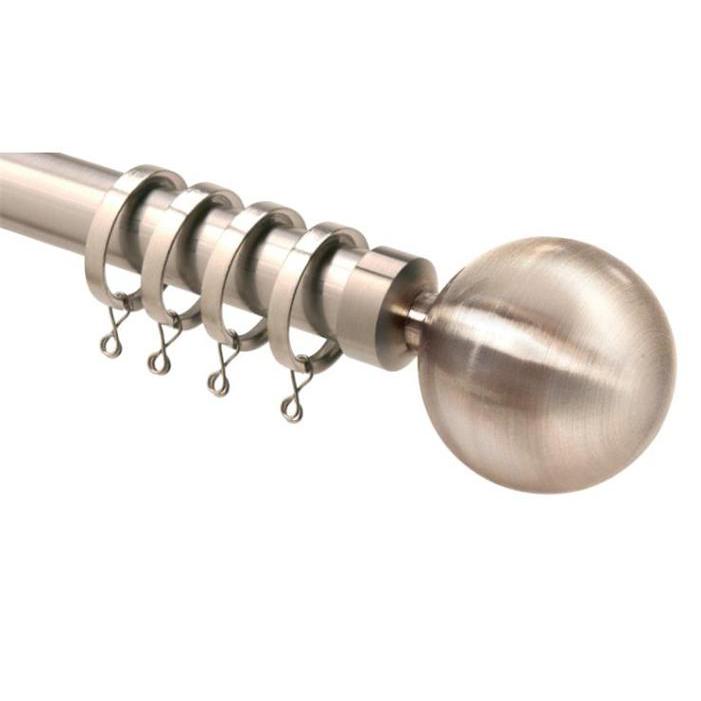Metal curtain pole with brackets and finials